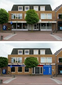 foto bewerking gevel winkel oude en nieuwe situatie
